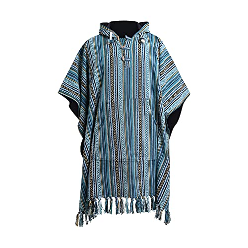 virblatt - Poncho Herren | 100% Baumwolle | Herren Poncho Winter warm | Wendefunktion | Baja Hoodie Poncho Mexiko Deckenponcho - Arriba grün L-XL von virblatt