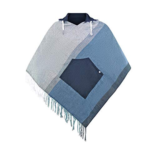 virblatt - Poncho Herren | Baumwolle| Herren Poncho Sommer | Wendefunktion | Stoff Poncho Kapuze Herbst Poncho Rollstuhl - Wanderlust L-XL grau von virblatt