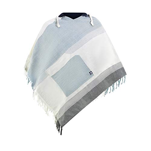 virblatt - Poncho Herren XXL | Baumwolle| Herren Poncho Sommer | Wendefunktion | Stoff Poncho Kapuze Herbst Poncho Rollstuhl - Wanderlust XXL beige von virblatt