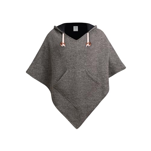 virblatt - XXL Poncho Herren Wolle | Wolle & Polarfleece | Herren Poncho warm Kapuze Poncho Winter Fleece Poncho Hippie Rollstuhl - Abajo Wolle XXL grau von virblatt