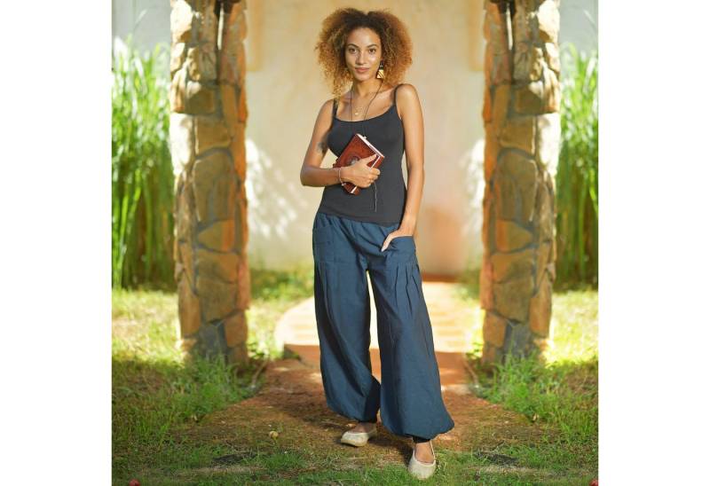 virblatt Pumphose Haremshose Damen, Baumwolle, Yogahose Damen Aladinhose Pluderhose weicher Lycra Bund von virblatt