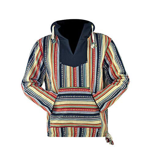 virblatt - Vintage Pullover | 100% Baumwolle | Baja Hoodie Hippie Jacke Vintage Hoodie Vintage Kleidung Herren - Utrecht XL gelb von virblatt