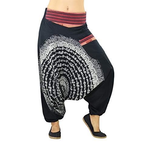 virblatt - Haremshose Damen XXL & Haremshose Herren | Baumwolle | Aladinhose Damen Goa Hose große Größen Hippie Hose Sommerhose - Nirvana XXL schwarz von virblatt