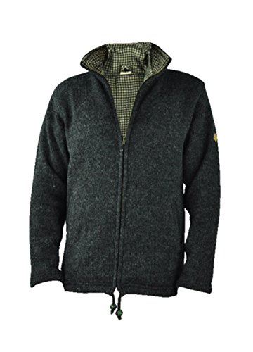 virblatt - Wolljacke Herren | Wolle & Baumwolle | Winter Jacken Herren Schafwolle Jacke Wolljacke WinterPullover Herren - Kabru S schwarz von virblatt