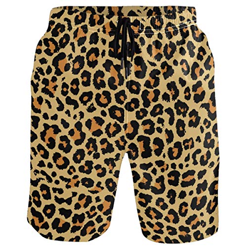 visesunny Herren-Badehose, Schwimmen, Strand, Surfen, Boardshorts, Bademode, schnelltrocknendes Netzfutter, Badeanzug mit Taschen, Leopard Körnung 01, XX-Large von visesunny