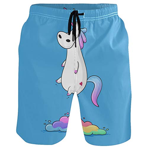 visesunny Herren Badehose Schwimmen Strand Surfen Board Shorts Bademode schnell trocknendes Netzfutter Badeanzüge mit Taschen, Einhorn, XXL von visesunny