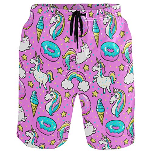 visesunny Herren Badehose Schwimmen Strand Surfen Board Shorts Bademode schnell trocknendes Netzfutter Badeanzüge mit Taschen, #Regenbogenstern, M von visesunny