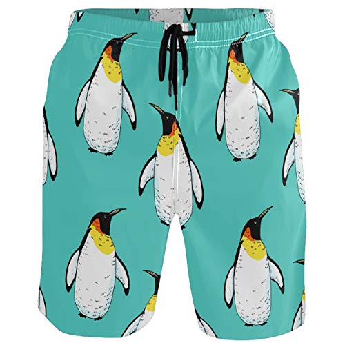 visesunny Herren Badehose Schwimmen Strand Surfen Board Shorts Bademode schnell trocknendes Netzfutter Badeanzüge mit Taschen, pinguin, M von visesunny