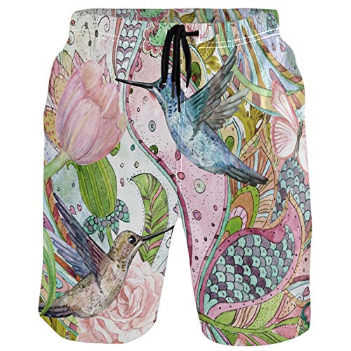 visesunny Mode Lustiger Stil Herren Strandshorts Badehose Schnell Trocknend Casual Polyester Badeshorts mit Taschen S-XXL, Multi15, XXL von visesunny