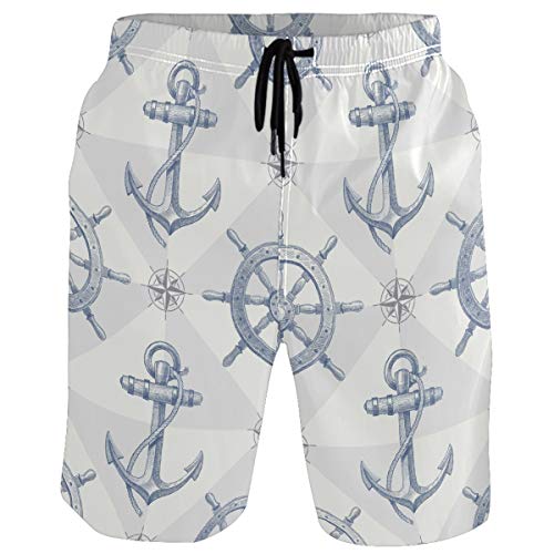visesunny New Summer Herren Badehose Quick Dry Badeanzüge Urlaub Strand Kurze Casual Board Shorts, Anker Ruder, M von visesunny