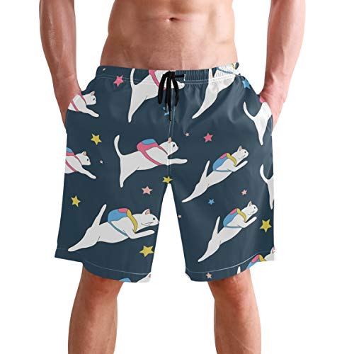 visesunny Stilvolle Herren-Badehose, schnell trocknend, Strandbekleidung, Sport-Badehose, Badehose für Urlaub, Party, Badeanzüge, Lustige Katze, L von visesunny