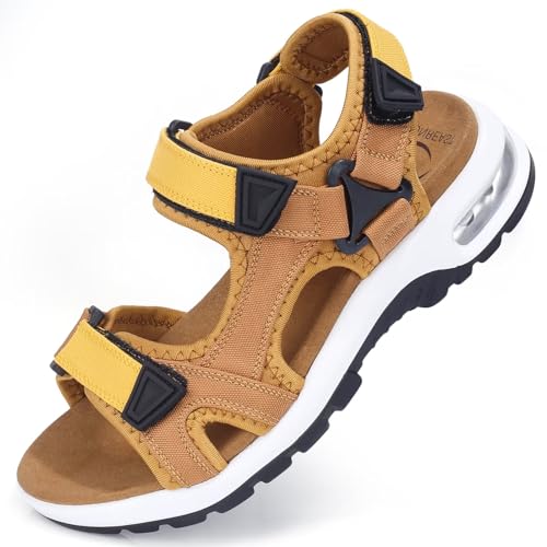 visionreast Herren Outdoor Sports Sandalen Trekking Leichte Leder Strand Wandersandalen Männer Sommer Klettverschluss Offroad Sandale Schuhe Waterproof von visionreast