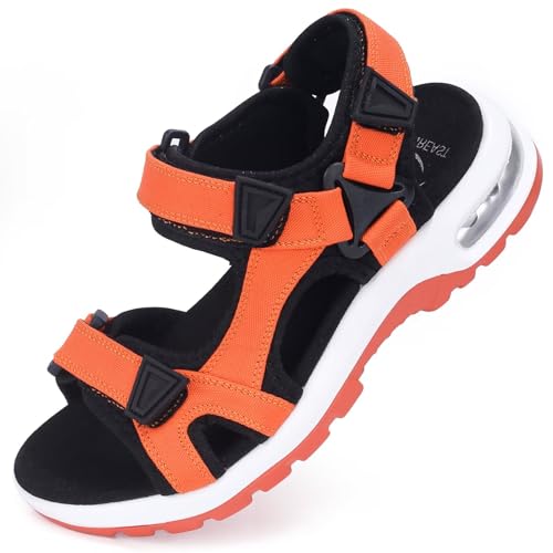 visionreast Herren Outdoor Sports Sandalen Trekking Leichte Leder Strand Wandersandalen Männer Sommer Klettverschluss Offroad Sandale Schuhe Waterproof von visionreast