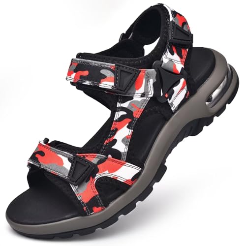 visionreast Herren Outdoor Sports Sandalen Trekking Leichte Leder Strand Wandersandalen Männer Sommer Klettverschluss Offroad Sandale Schuhe Waterproof von visionreast