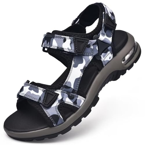 visionreast Herren Outdoor Sports Sandalen Trekking Leichte Leder Strand Wandersandalen Männer Sommer Klettverschluss Offroad Sandale Schuhe Waterproof von visionreast