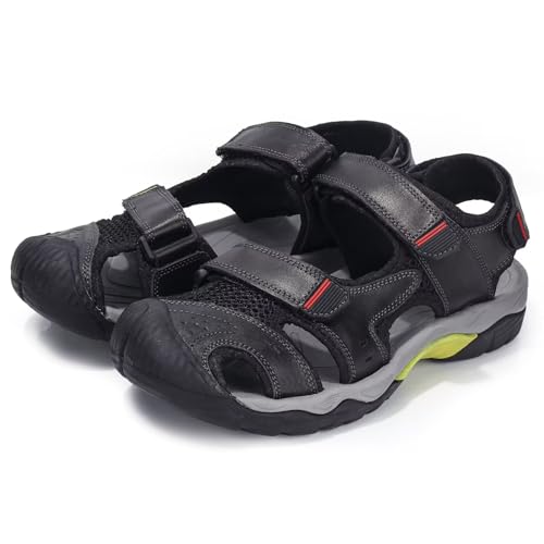 visionreast Herren Sandalen Sport Outdoor Atmungsaktive Sandalen Wandern Sandalen Sommer-Wanderschuhe für den Sport Geschlossene Outdoor-Sandalen Klettverschluss Trekking von visionreast