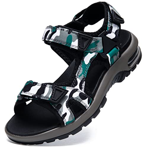 visionreast Sandalen Kinder Strandschuhe Jungen Sport Trekking Luftkissen Sandalen Rutschfest Sommer Schuhe Outdoor Wanderschuhe Camouflage Grün 34 Grundschulkind von visionreast