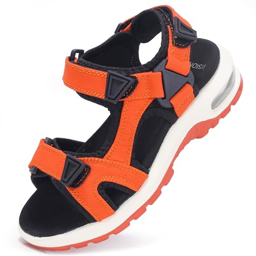 visionreast Sandalen Kinder Strandschuhe Jungen Sport Trekking Luftkissen Sandalen Rutschfest Sommer Schuhe Outdoor Wanderschuhe Rötlich Orange 28 Grundschulkind von visionreast