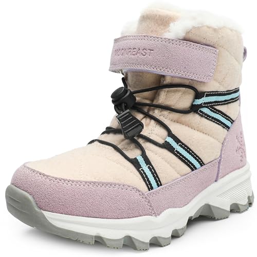 visionreast Winterstiefel Mädchen Winterschuhe Kinder Junge Wanderschuhe mit Wollfutter Schneestiefel Baumwollschuhe Outdoor Rutschfest Boots Violette Asche 41 von visionreast