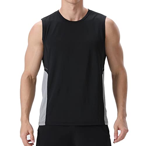 visionreast T Shirts Herren Ärmellos Atmungsaktiv Herren Weste Tank Tops Schnell Trocknen Athletic Sport Unterhemd Leicht, Schwarz , 3XL von visionreast