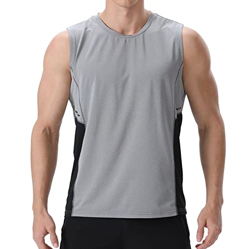 visionreast T Shirts Herren Ärmellos Atmungsaktiv Herren Weste Tank Tops Schnell Trocknen Athletic Sport Unterhemd Leicht, grau, XL von visionreast