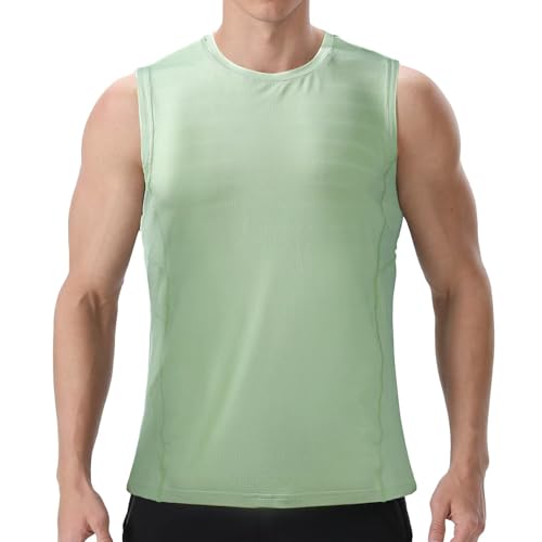 visionreast Tank Top Herren Ärmelloses Sport Tshirts Herren Funktionsshirt Atmungsaktive Muskelshirts Gym Tanktop Schnelltrocknendes Ärmelloses Fitness Shirt für Training,Laufen Apfelgrün M von visionreast