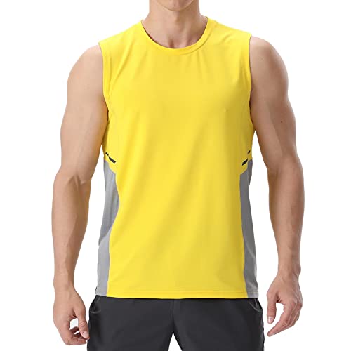 visionreast Tank Top Herren Ärmelloses Sport Tshirts Herren Funktionsshirt Atmungsaktive Muskelshirts Gym Tanktop Schnelltrocknendes Ärmelloses Fitness Shirt für Training,Laufen Gelb S von visionreast