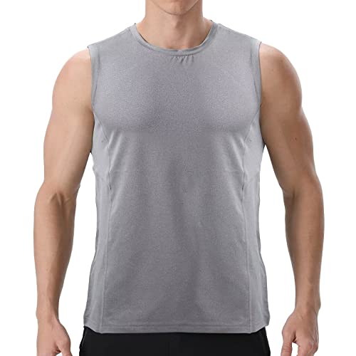 visionreast Tank Top Herren Ärmelloses Sport Tshirts Herren Funktionsshirt Atmungsaktive Muskelshirts Gym Tanktop Schnelltrocknendes Ärmelloses Fitness Shirt für Training,Laufen Mittelgrau M von visionreast