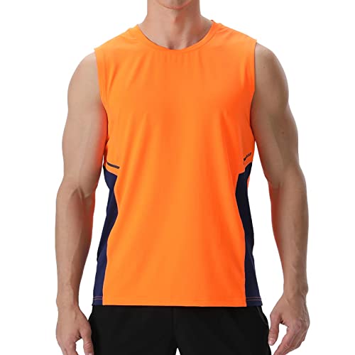 visionreast Tank Top Herren Ärmelloses Sport Tshirts Herren Funktionsshirt Atmungsaktive Muskelshirts Gym Tanktop Schnelltrocknendes Ärmelloses Fitness Shirt für Training,Laufen Orange 3XL von visionreast