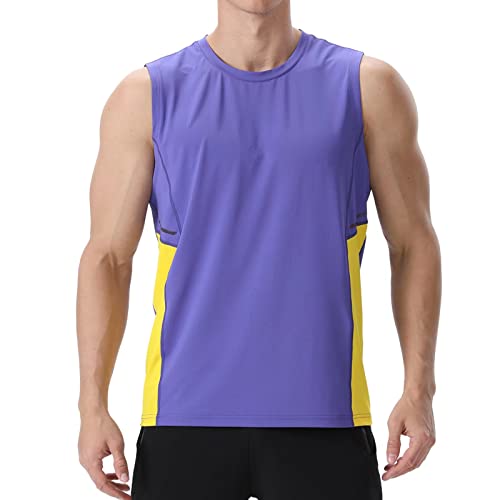 visionreast Tank Top Herren Ärmelloses Sport Tshirts Herren Funktionsshirt Atmungsaktive Muskelshirts Gym Tanktop Schnelltrocknendes Ärmelloses Fitness Shirt für Training,Laufen Violett S von visionreast