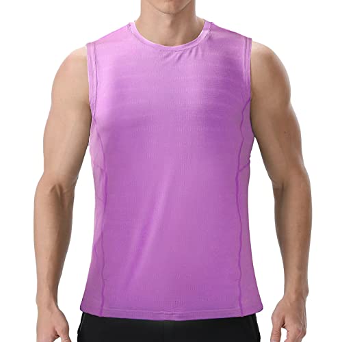 visionreast Tank Top Herren Ärmelloses Sport Tshirts Herren Funktionsshirt Atmungsaktive Muskelshirts Gym Tanktop Schnelltrocknendes Ärmelloses Fitness Shirt für Training,Laufen Violettes Licht XXL von visionreast