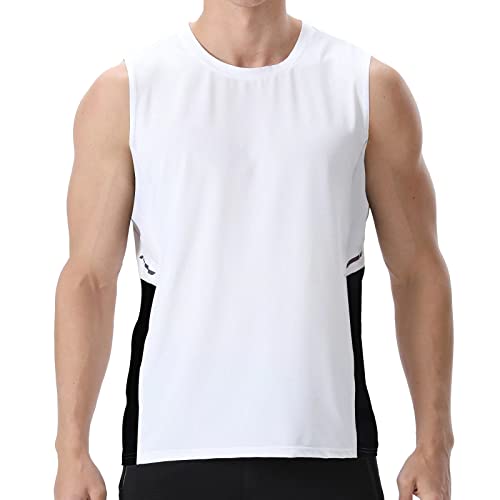 visionreast Tank Top Herren Ärmelloses Sport Tshirts Herren Funktionsshirt Atmungsaktive Muskelshirts Gym Tanktop Schnelltrocknendes Ärmelloses Fitness Shirt für Training,Laufen Weiß 3XL von visionreast