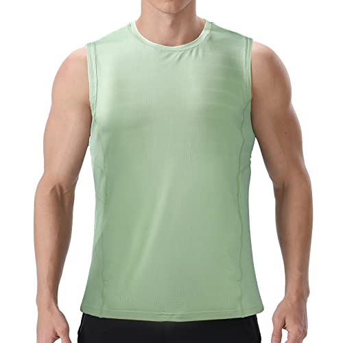 visionreast Tank Top Herren Ärmelloses Sport Tshirts Herren Funktionsshirt Atmungsaktive Muskelshirts Gym Tanktop Schnelltrocknendes Ärmelloses Fitness Shirt für Training,Laufen Apfelgrün XL von visionreast