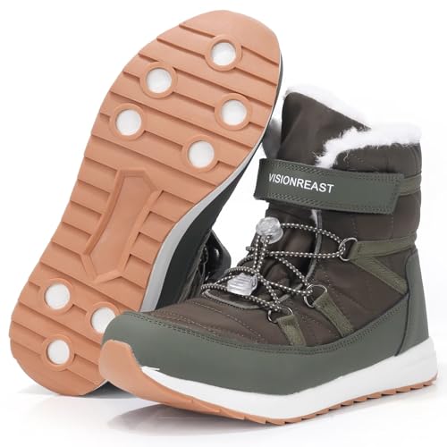 visionreast Winterschuhe Herren Damen Warm Gefütterte Winter Schneestiefel Trekkingschuhe Wanderhalbschuhe Winterboots rutschfest Outdoor mit Klettverschluss von visionreast