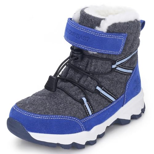visionreast Winterstiefel Mädchen Winterschuhe Kinder Junge Wanderschuhe mit Wollfutter Schneestiefel Baumwollschuhe Outdoor Rutschfest Boots Königsblau 39 von visionreast