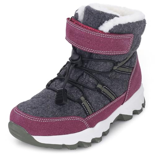 visionreast Winterstiefel Mädchen Winterschuhe Kinder Junge Wanderschuhe mit Wollfutter Schneestiefel Baumwollschuhe Outdoor Rutschfest Boots Pflaumenrot 41 von visionreast