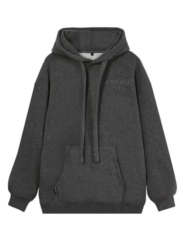 vislivin Basic Kapuzenpullover Damen Oversized Hoodie Casual Langarm Pullover Sweatshirt mit Kapuze Dunkelgrau M vislivin Basic Kapuzenpullover Damen Oversized Hoodie Casual Langarm Pullover Sweatshirt mit Kapuze Dunkelgrau M von vislivin
