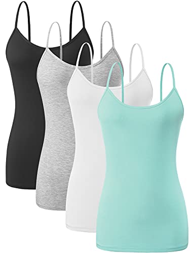 vislivin Damen Leibchen Spaghettiträger Tank Tops Verstellbares Unterhemd Schwarz/Grau/Weiß/Blau L von vislivin