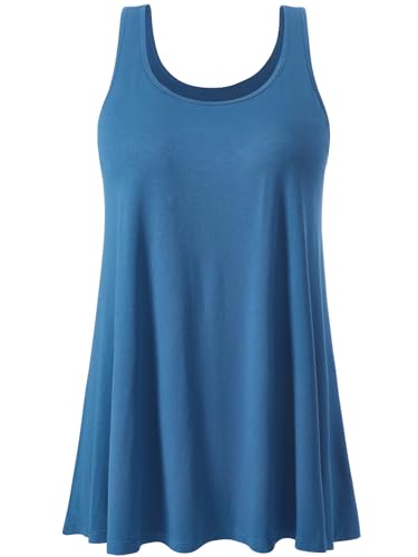 vislivin Damen Top mit Integriertem BH Tank Top Unterhemd Casual Tank Tops Loose Fit Ärmellose Shirt S-XXXXL Blue M von vislivin