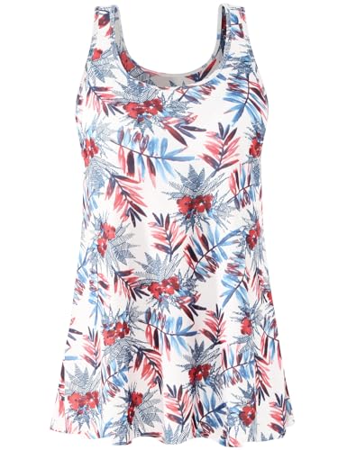 vislivin Damen Top mit Integriertem BH Tank Top Unterhemd Casual Tank Tops Loose Fit Ärmellose Shirt S-XXXXL Red Leaf XXXXL von vislivin