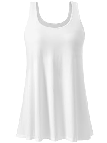 vislivin Damen Top mit Integriertem BH Tank Top Unterhemd Casual Tank Tops Loose Fit Ärmellose Shirt S-XXXXL White M von vislivin