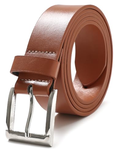 vislivin Gürtel Herren Leder Gürtel Verstellbarer Ledergürtel Men Belt Herrengürtel 3.5cm Breit Braun XL von vislivin