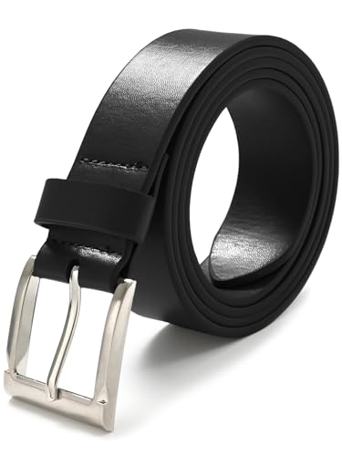 vislivin Gürtel Herren Leder Gürtel Verstellbarer Ledergürtel Men Belt Herrengürtel 3.5cm Breit Schwarz L von vislivin