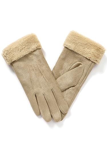 vislivin Handschuhe Damen Winter Warm Handschuhe Touchscreen Handschuh mit Gefütterte Beige L 1 von vislivin