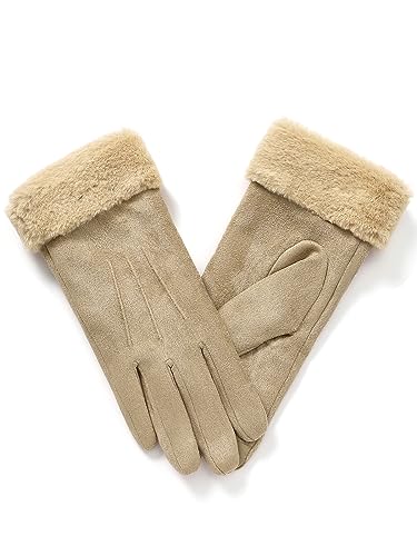vislivin Handschuhe Damen Winter Warm Handschuhe Touchscreen Handschuh mit Gefütterte Beige S 1 von vislivin
