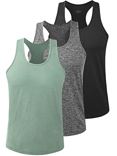 vislivin Herren Sport Tank Top Ärmelloses Muskelshirts Tanktops Fitness Achselshirts Gym Unterhemden Bodybuilding 3er Pack Schwarz/Grau/Armeegrün L 1 von vislivin