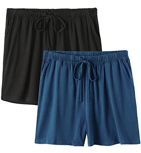 vislivin Pyjamahose für Damen Kurz Schlafanzughose Weicher Freizeit Nachtwäsche Kurz mit Taschen Schwarz/Blau M vislivin Pyjamahose für Damen Kurz Schlafanzughose Weicher Freizeit Nachtwäsche Kurz mit Taschen Schwarz/Blau M von vislivin
