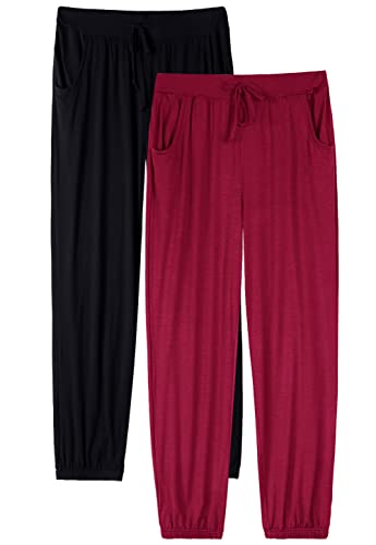 vislivin Schlafanzughose Damen Pyjamahosen Lang Freizeithose Stretch Yogahose Weiche Frauen Nachtwäsche Hosen Schwarz/Weinrot M vislivin Schlafanzughose Damen Pyjamahosen Lang Freizeithose Stretch Yogahose Weiche Frauen Nachtwäsche Hosen Schwarz/Weinrot M von vislivin