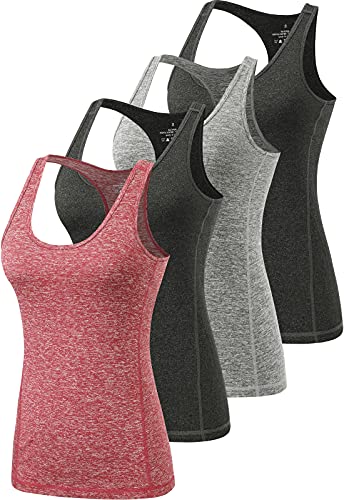 vislivin Sport Tank Top Damen Tanktops Racerback Top Yoga Ärmelloses Shirts - 4er Pack Schwarz/Grau/Schwarz/Weinrot XL von vislivin