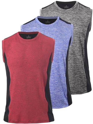 vislivin Tank Top Herren Sport Tanktop Fitness Ärmelloses Tops Shirt Männer Gym Unterhemden Muskelshirts Dunkelgrau/Blau/Rot L von vislivin